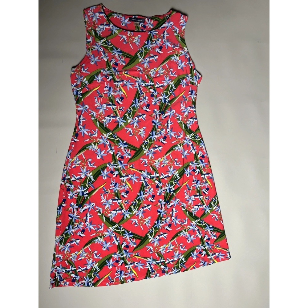 Tommy Hilfiger Women's Size 8 Coral Floral Dress Sleeveless Summer Spring